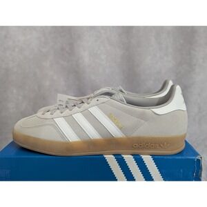 adidas Gazelle Indoor Grey Cloud White Gold Metallic Men 9.5